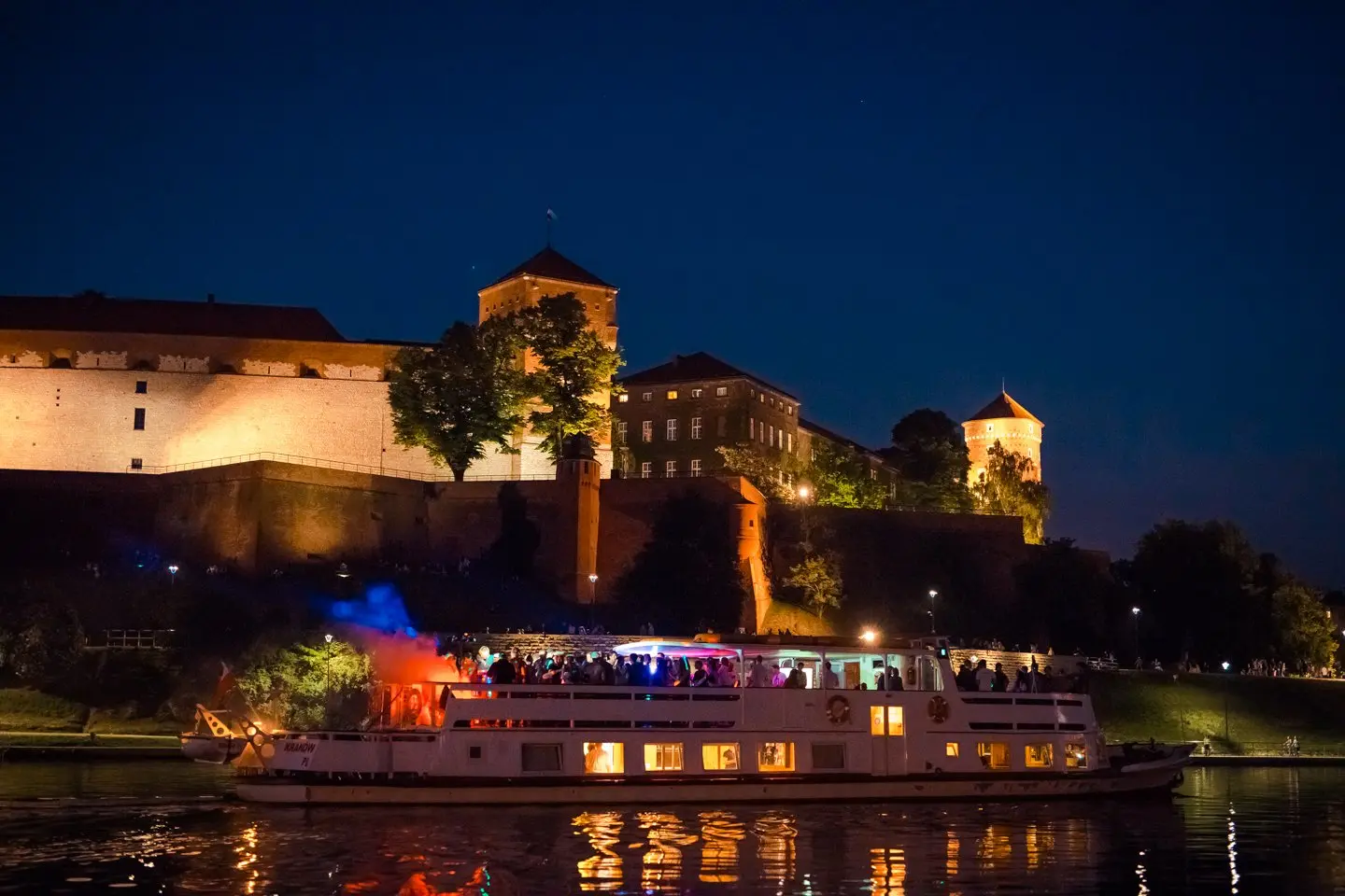 Boat party on the Vistula river in Krakow
